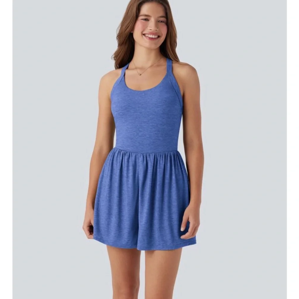 BNWT Halara Blue Heathered Scoop Neck Romper XS